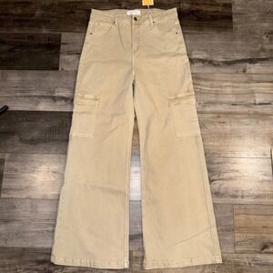 RISEN Womens 15/32 Beige Straight Leg Cargo Jeans Stretch Denim NWT